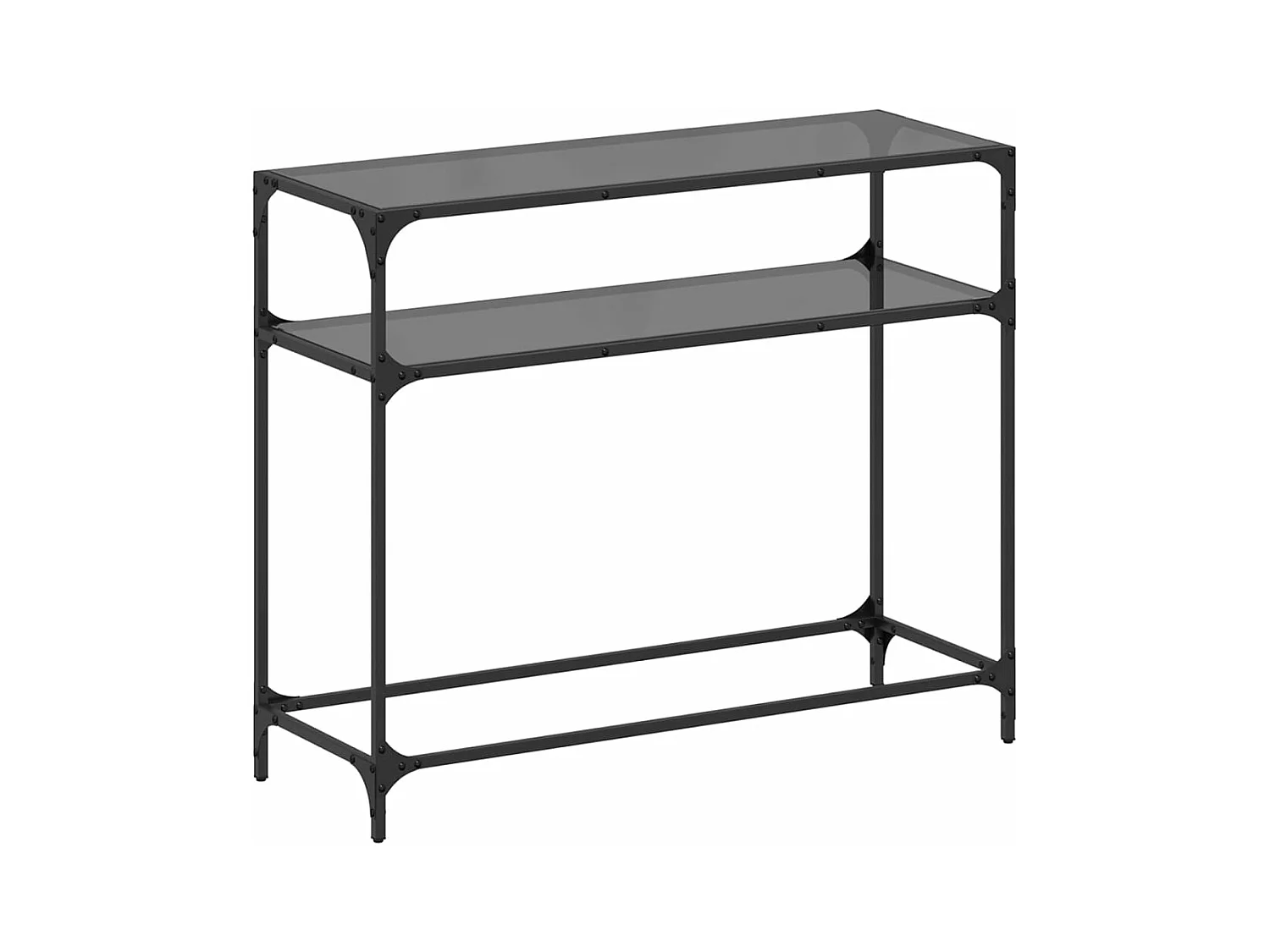 Table console avec dessus en verre noir 98x35x81 cm acier
