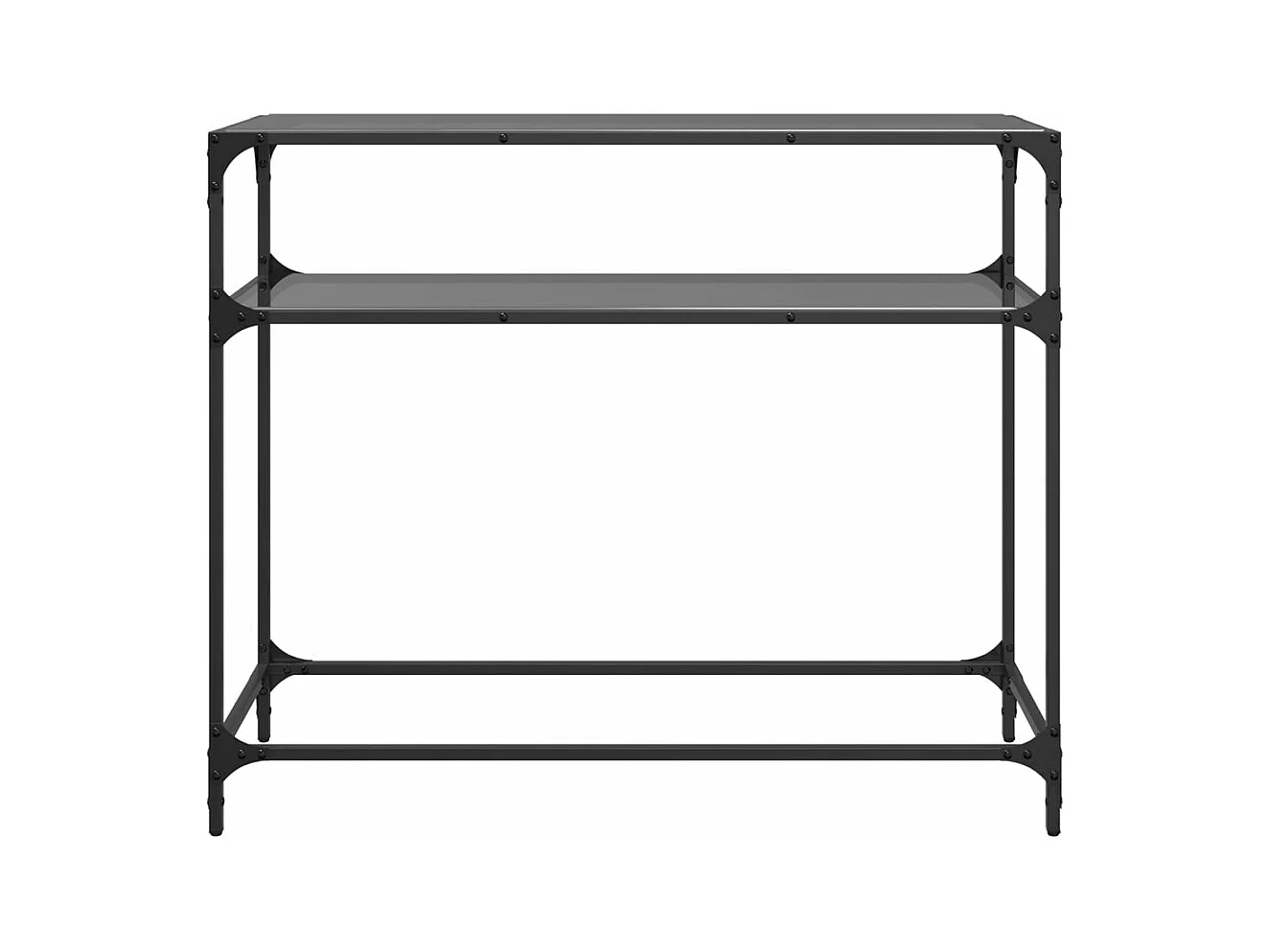 Table console avec dessus en verre noir 98x35x81 cm acier