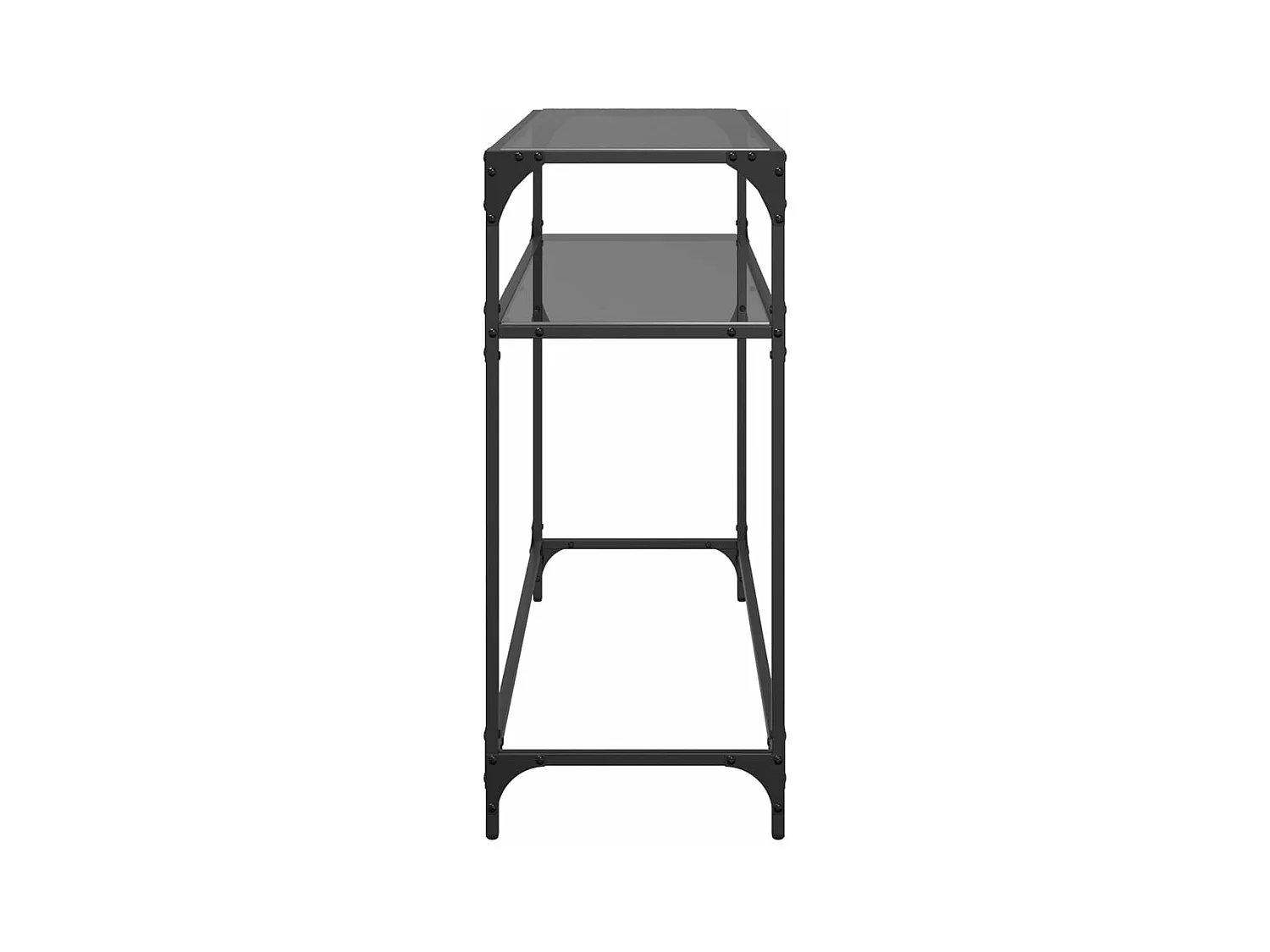 Table console avec dessus en verre noir 98x35x81 cm acier