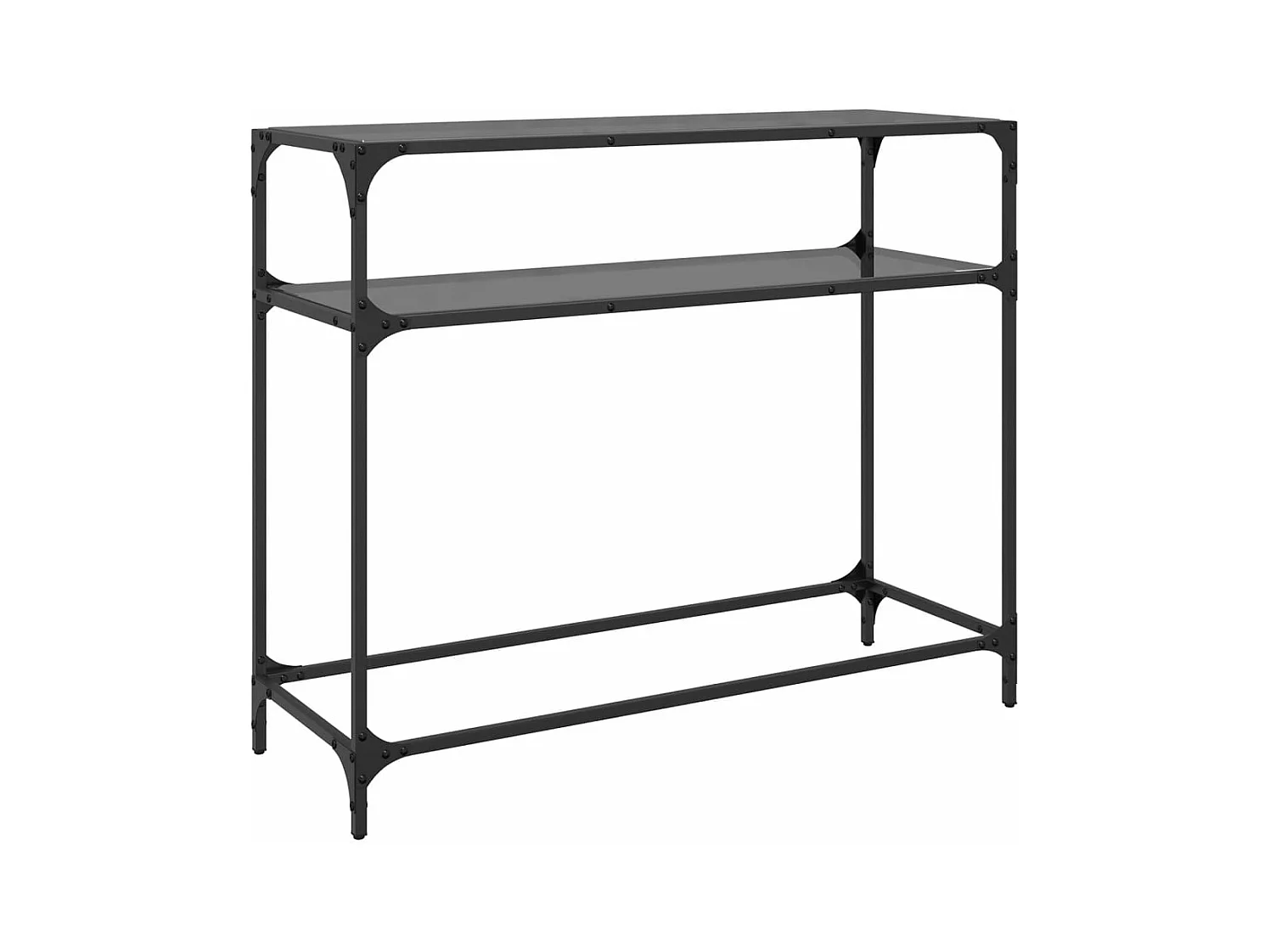 Table console avec dessus en verre noir 98x35x81 cm acier