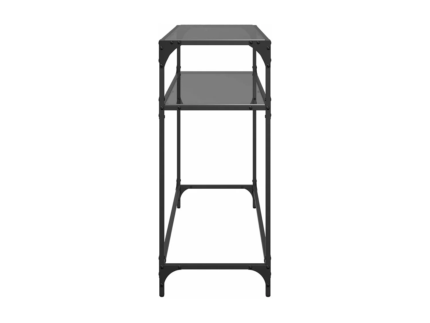 Table console avec dessus en verre noir 98x35x81 cm acier