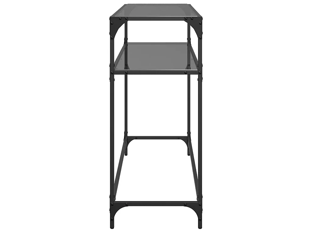 Tavolino Consolle con Piano in Vetro Nero 98x35x81cm in Acciaio