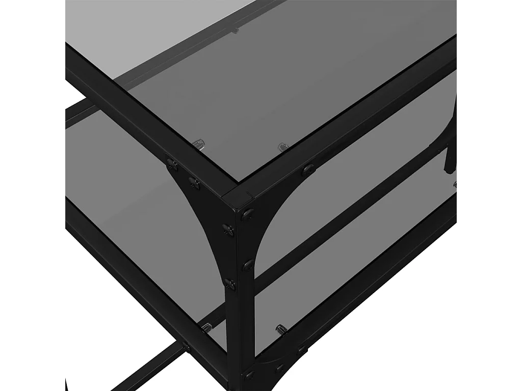 Tavolino Consolle con Piano in Vetro Nero 98x35x81cm in Acciaio