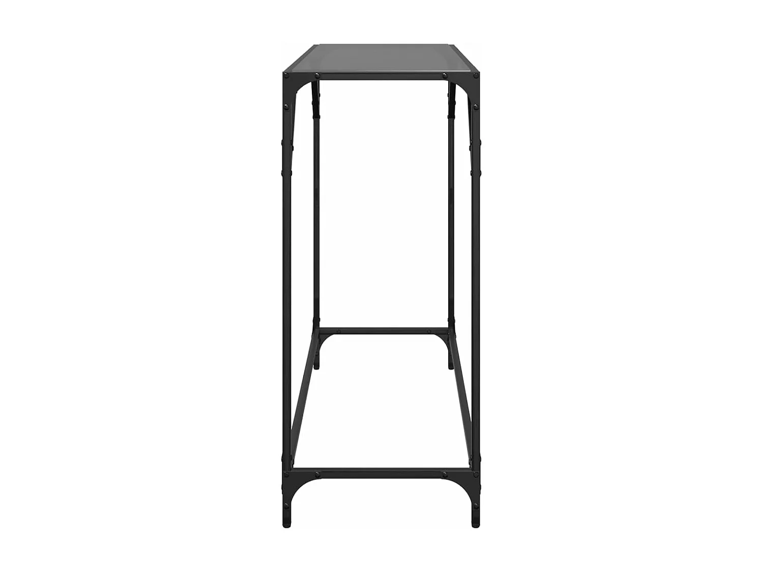 Wandtafel met zwart glazen blad 98x35x81 cm staal