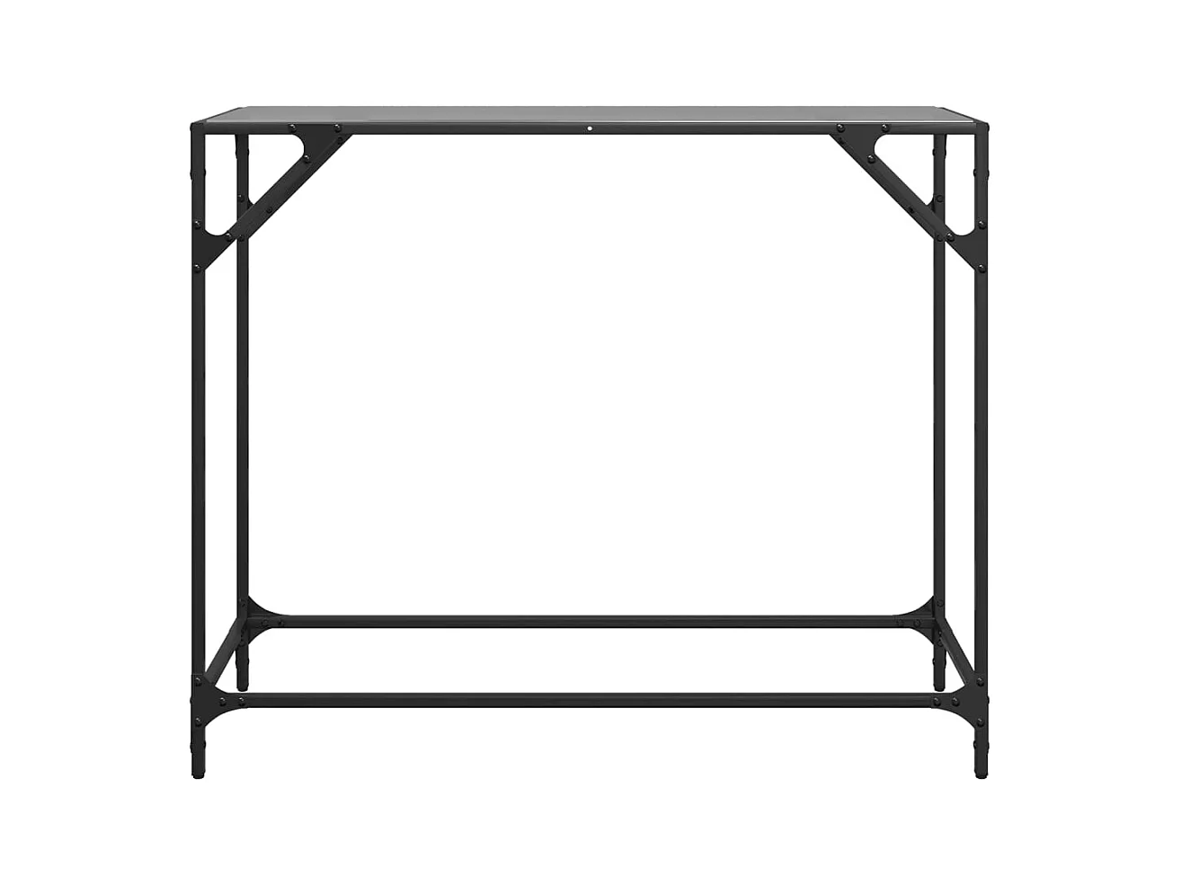 Table console avec dessus en verre noir 98x35x81 cm acier
