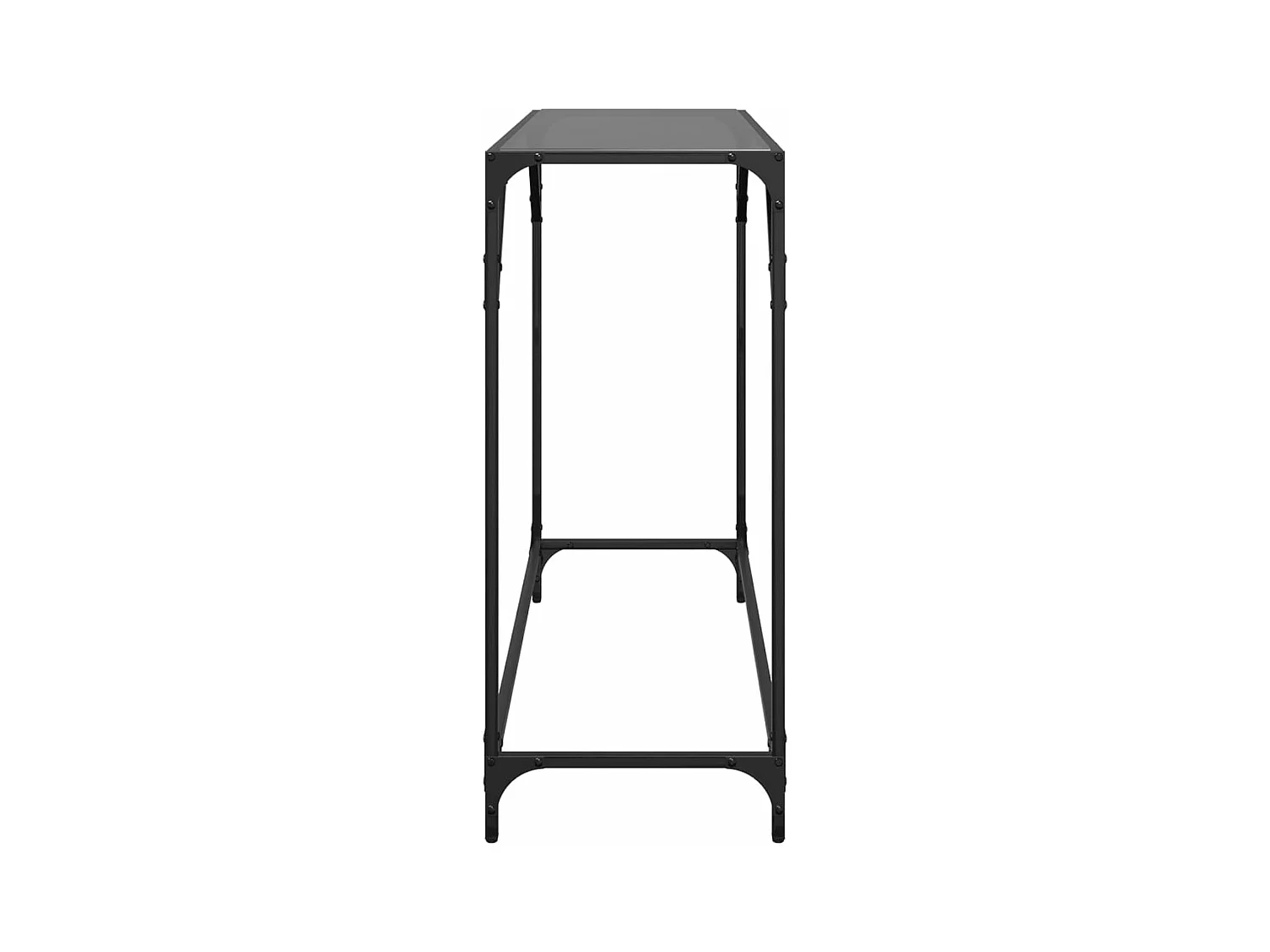 Table console avec dessus en verre noir 98x35x81 cm acier
