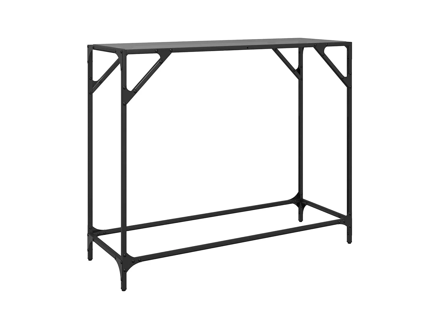 Table console avec dessus en verre noir 98x35x81 cm acier