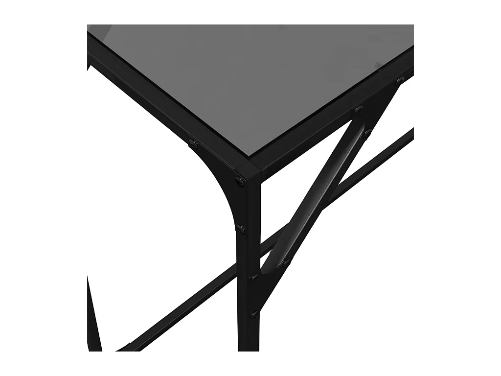 Table console avec dessus en verre noir 98x35x81 cm acier