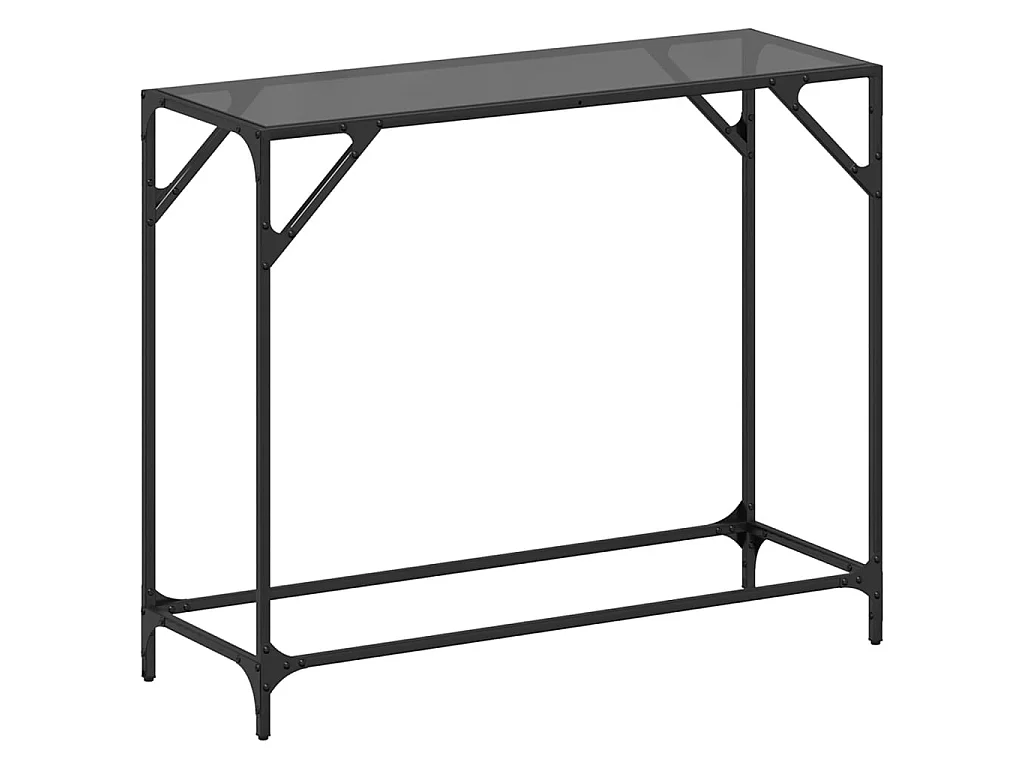 Konsolentisch mit Glasplatte Schwarz 98x35x81 cm Stahl