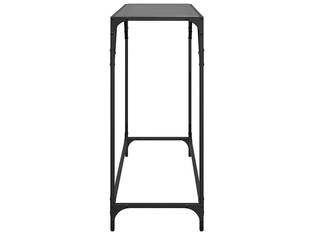 Table console avec dessus en verre noir 98x35x81 cm acier