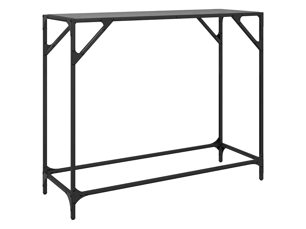 Table console avec dessus en verre noir 98x35x81 cm acier