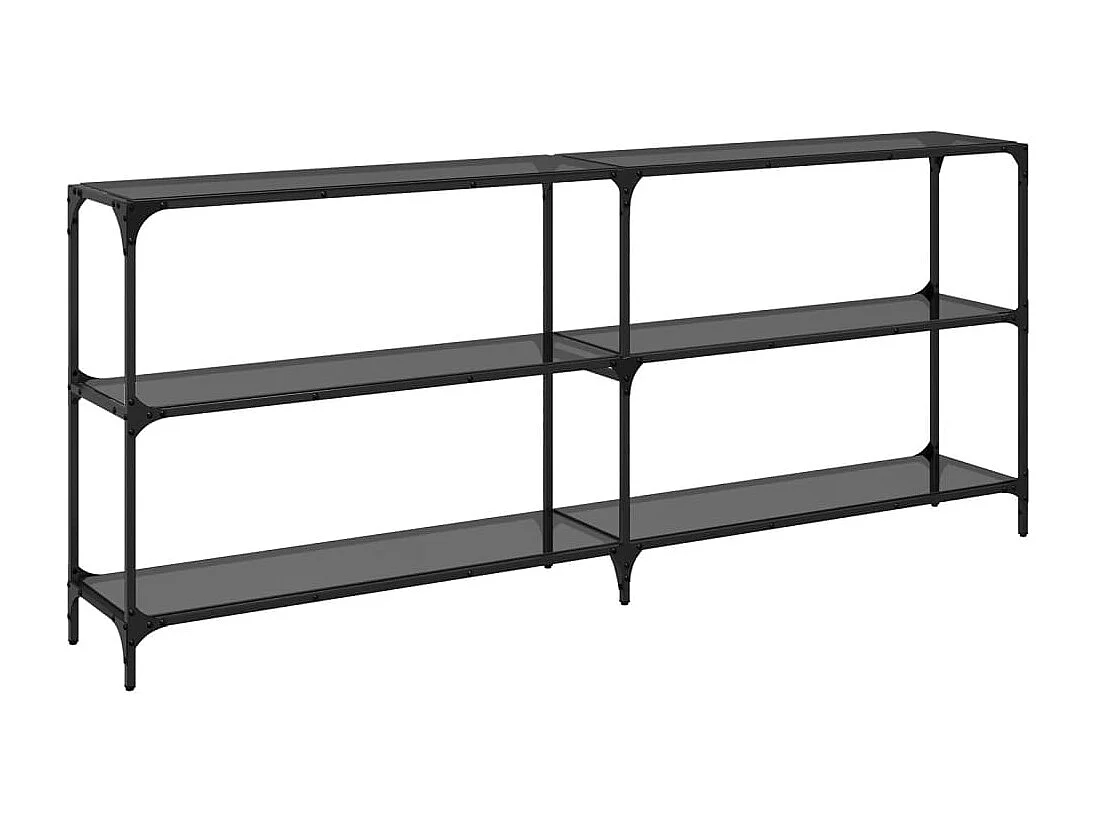 Wandtafel met zwart glazen blad 194,5x30x81 cm staal