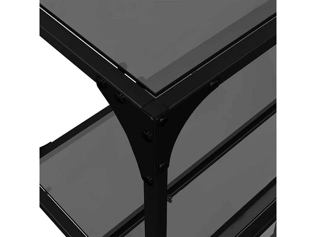 Wandtafel met zwart glazen blad 194,5x30x81 cm staal