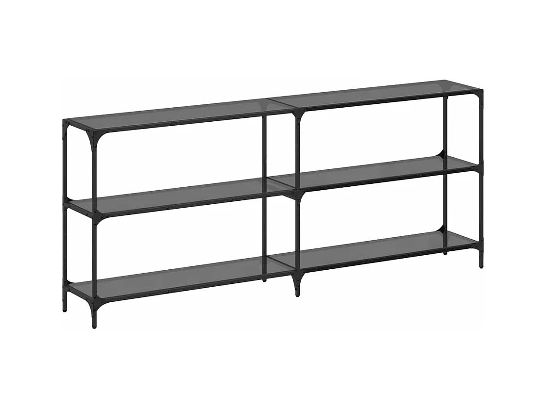 Table console avec dessus en verre noir 194,5x30x81 cm acier