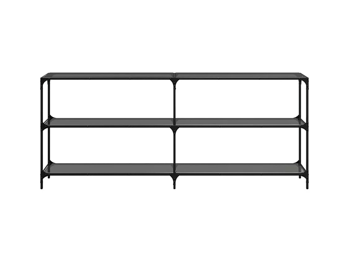 Table console avec dessus en verre noir 194,5x30x81 cm acier
