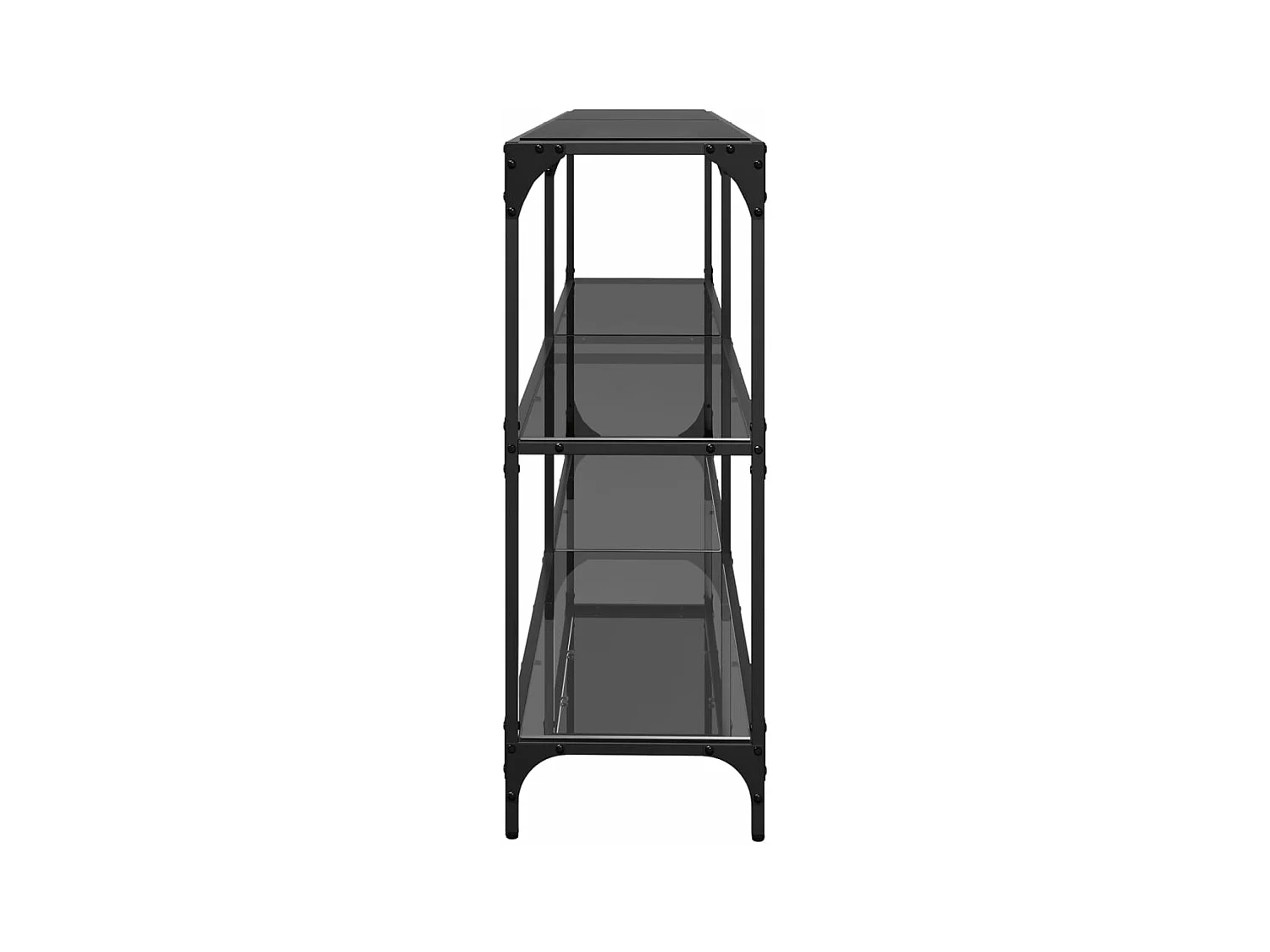 Table console avec dessus en verre noir 194,5x30x81 cm acier