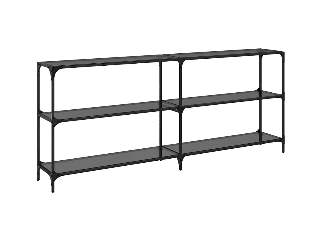 Table console avec dessus en verre noir 194,5x30x81 cm acier