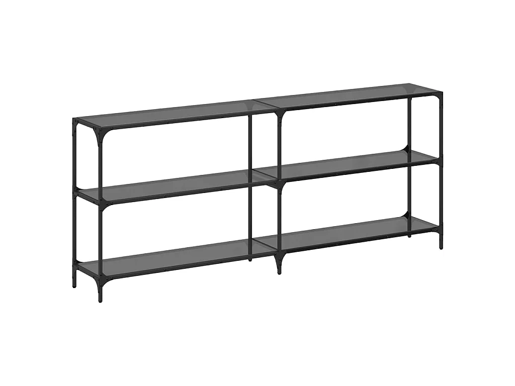 Table console avec dessus en verre noir 194,5x30x81 cm acier
