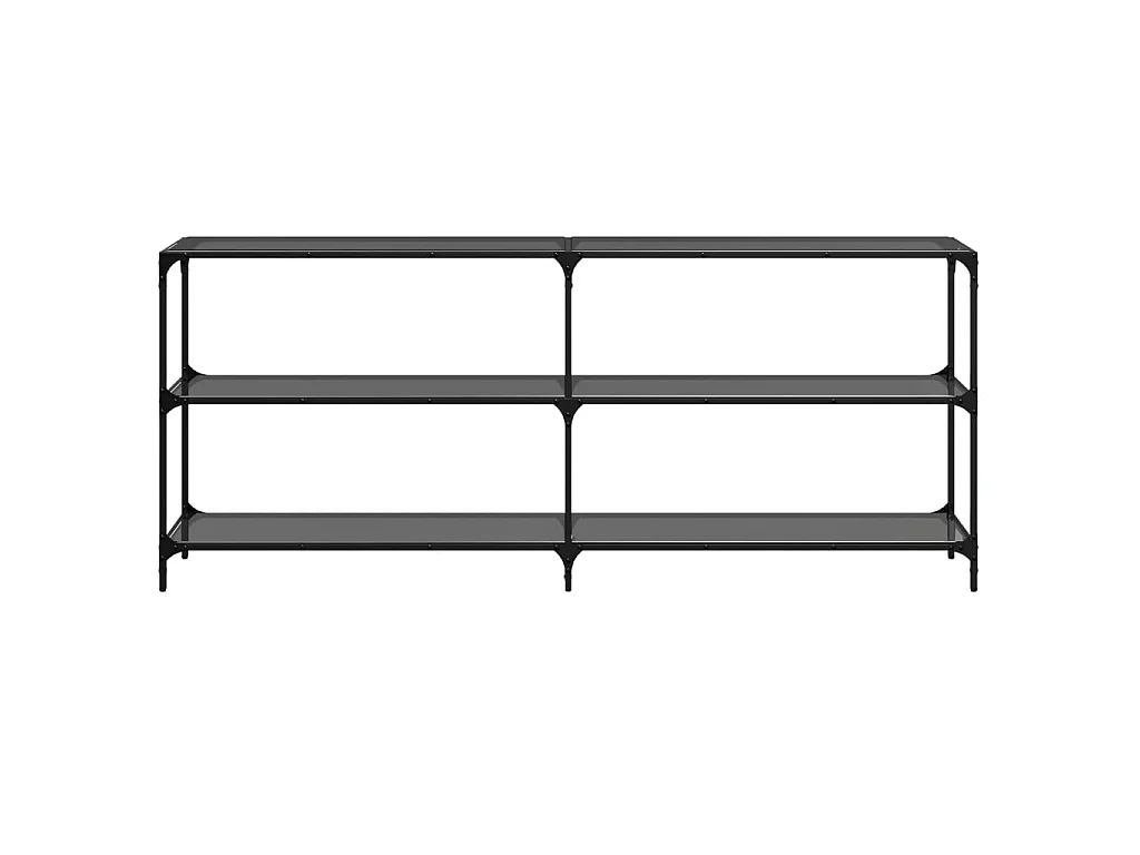 Table console avec dessus en verre noir 194,5x30x81 cm acier