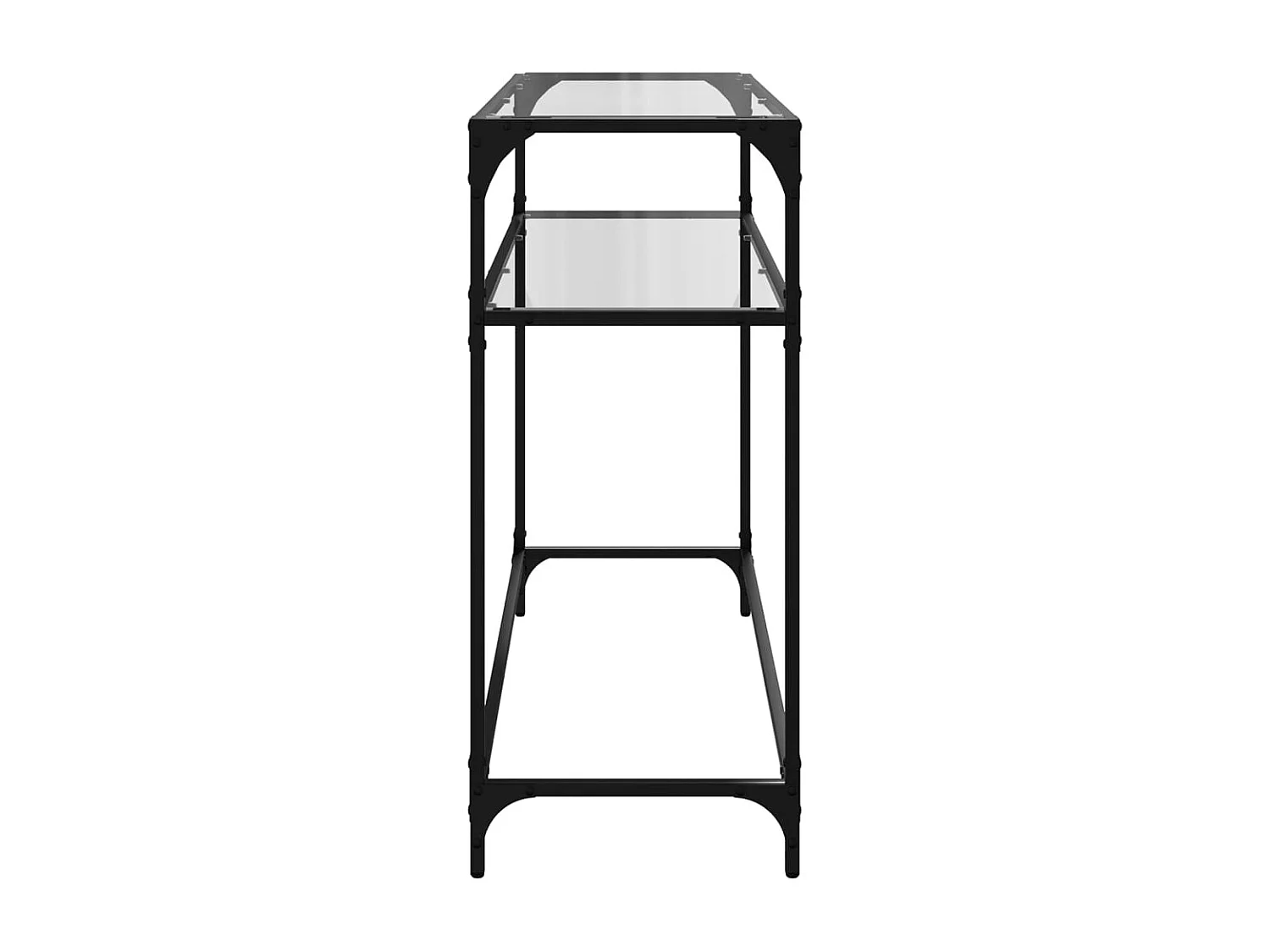 Wandtafel met transparant glazen blad 98x35x81 cm staal