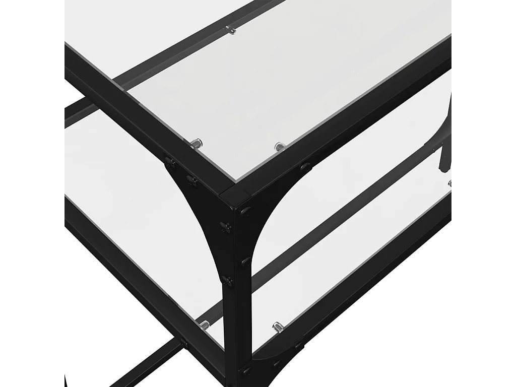 Tavolino Consolle Piano Vetro Trasparente 98x35x81cm in Acciaio