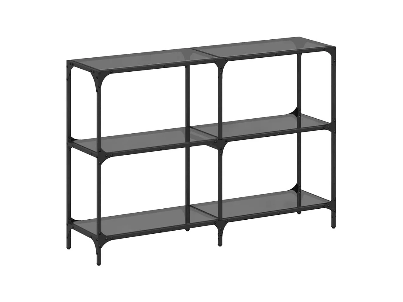 Table console avec dessus en verre noir 118,5x30x81 cm acier