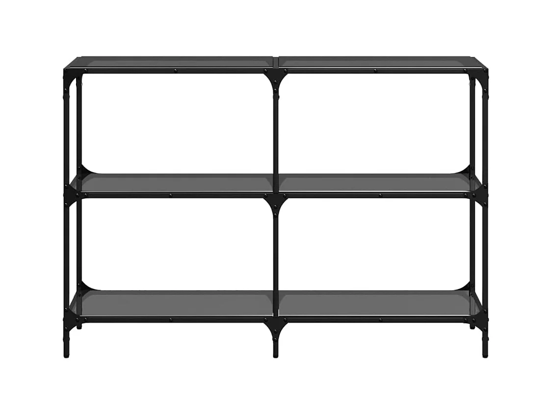Table console avec dessus en verre noir 118,5x30x81 cm acier