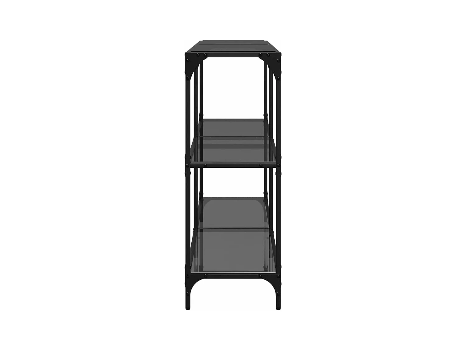Table console avec dessus en verre noir 118,5x30x81 cm acier