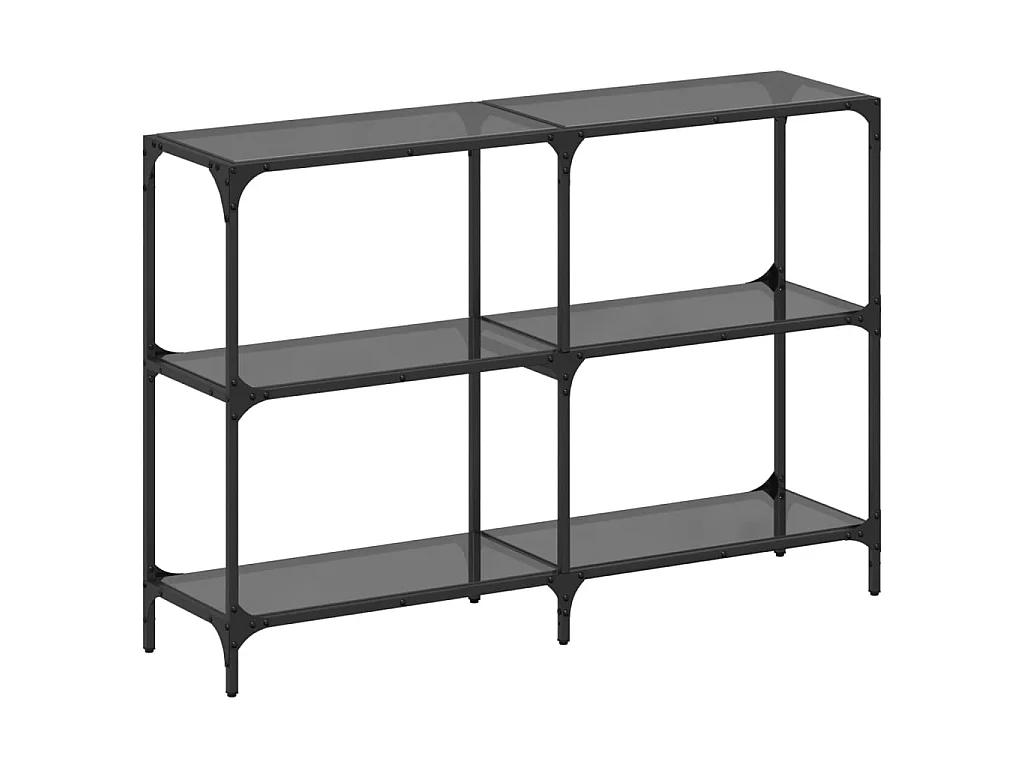 Table console avec dessus en verre noir 118,5x30x81 cm acier