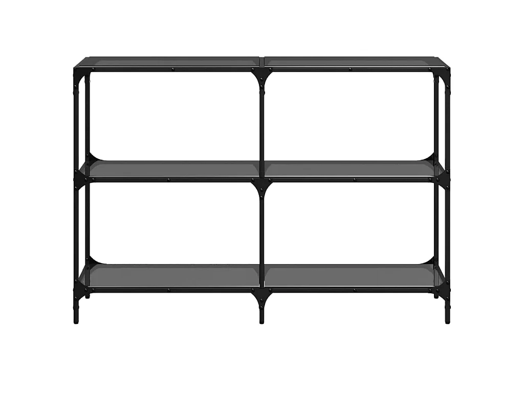 Table console avec dessus en verre noir 118,5x30x81 cm acier