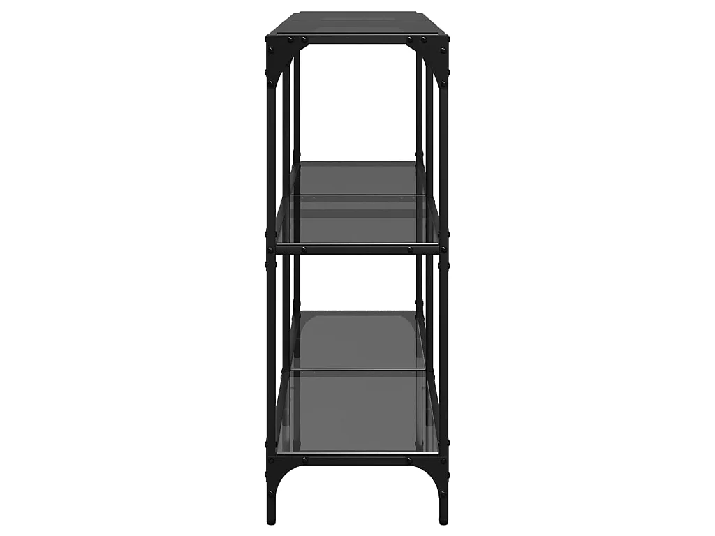 Table console avec dessus en verre noir 118,5x30x81 cm acier