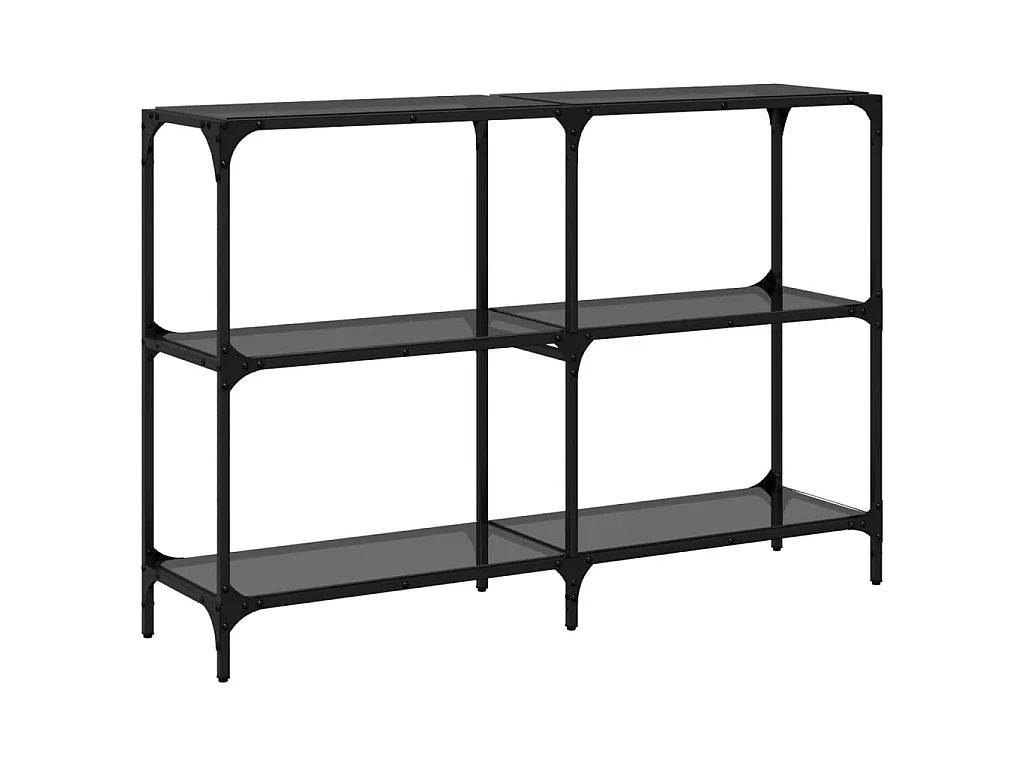 Table console avec dessus en verre noir 118,5x30x81 cm acier