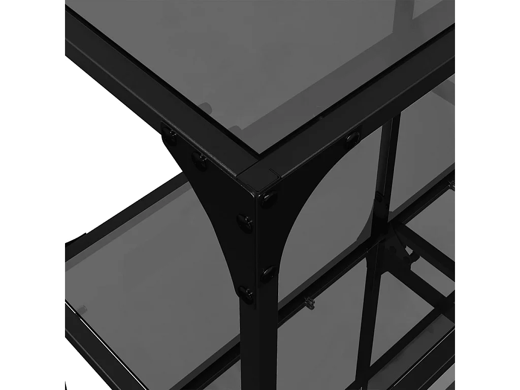 Table console avec dessus en verre noir 118,5x30x81 cm acier