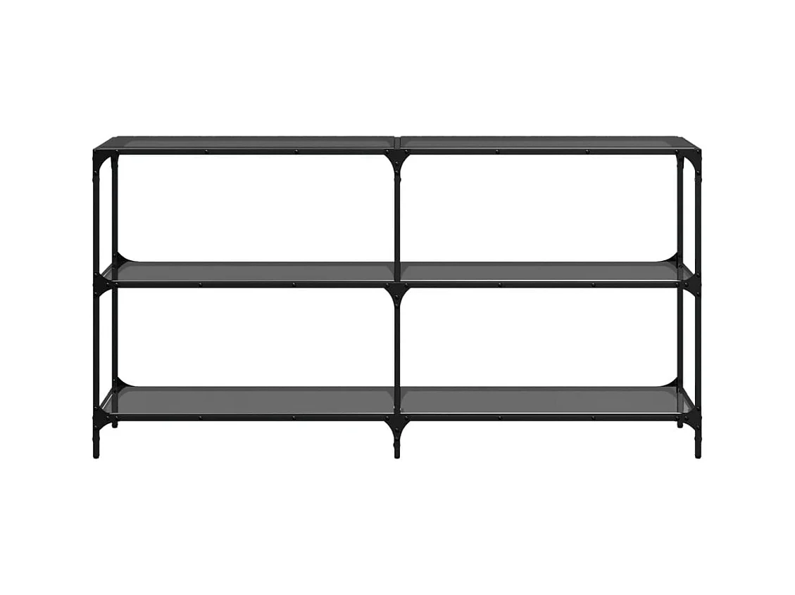 Table console avec dessus en verre noir 158,5x30x81 cm acier