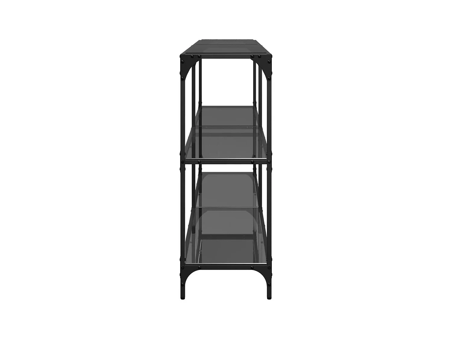 Table console avec dessus en verre noir 158,5x30x81 cm acier