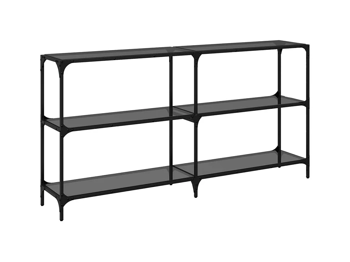 Table console avec dessus en verre noir 158,5x30x81 cm acier