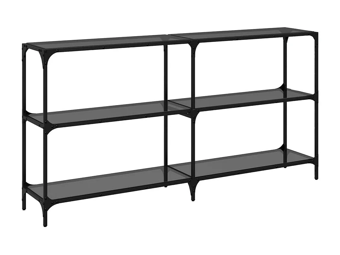 Table console avec dessus en verre noir 158,5x30x81 cm acier
