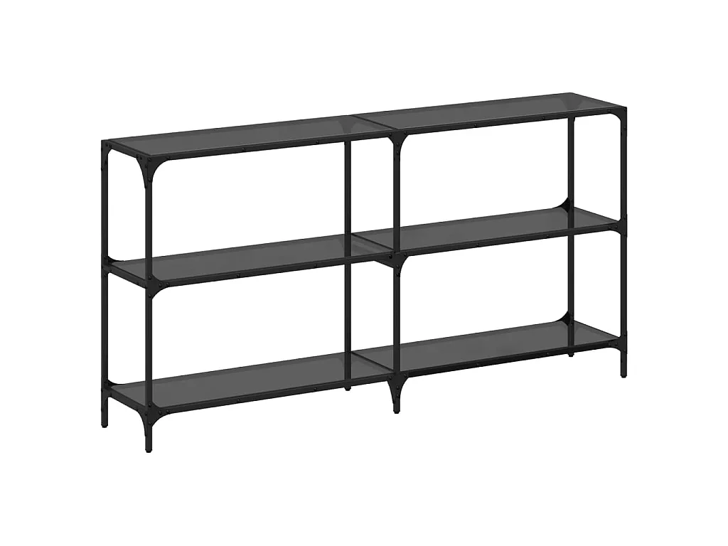Table console avec dessus en verre noir 158,5x30x81 cm acier
