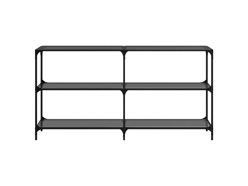 Table console avec dessus en verre noir 158,5x30x81 cm acier