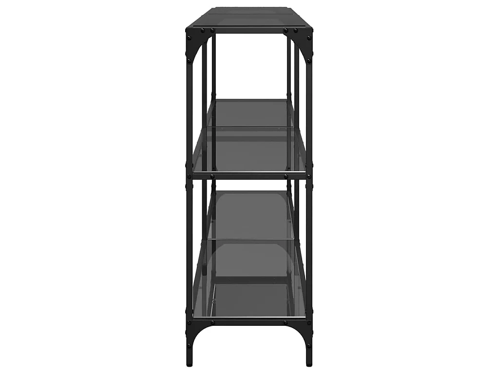 Table console avec dessus en verre noir 158,5x30x81 cm acier