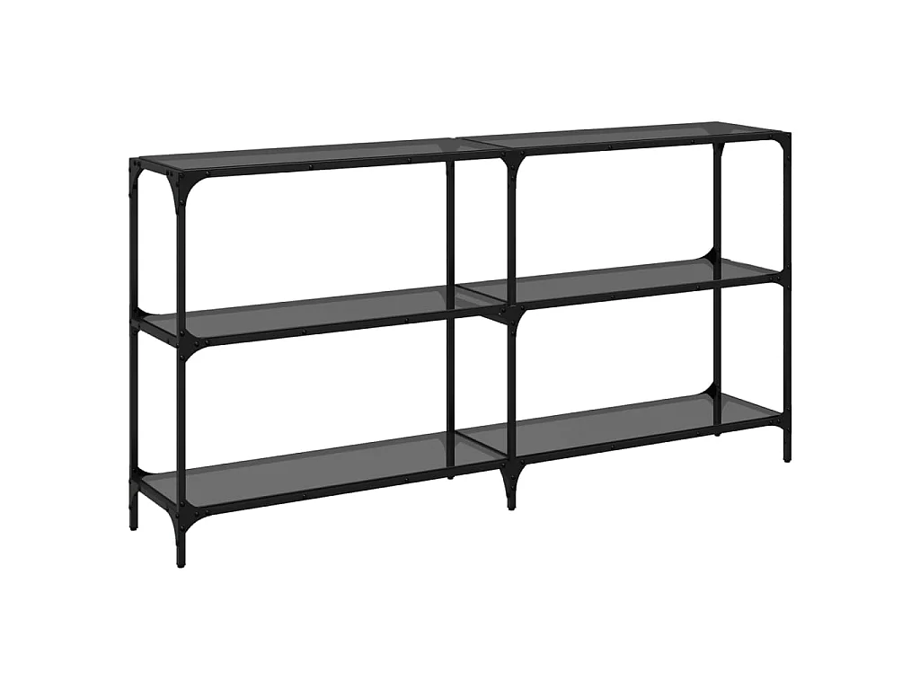 Table console avec dessus en verre noir 158,5x30x81 cm acier