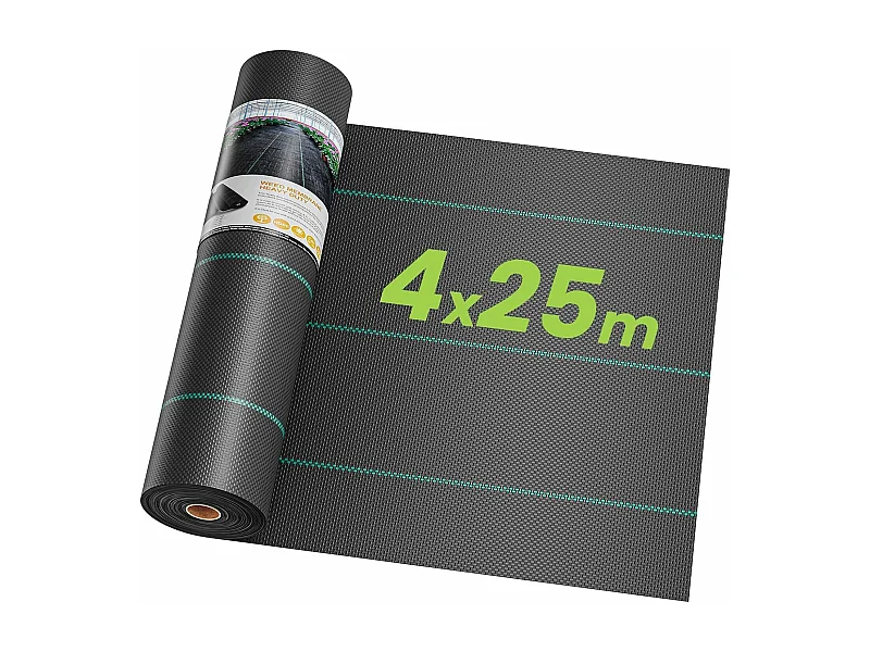 Membrane de contrôle des mauvaises herbes 4mx25m - toile de paillage pour serre - couvre-sol désherbant - anti UV perméable à l'eau