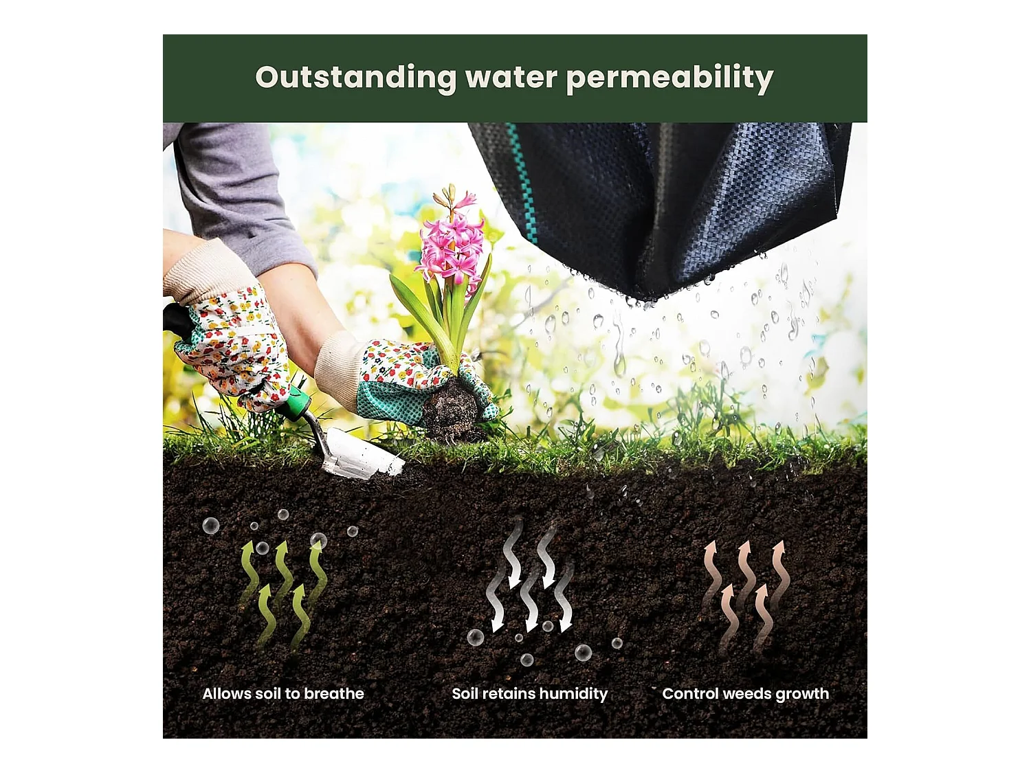 Toile de paillage - Membrane anti-mauvaises herbes pour serre - Barriere Anti Racine - Tissu Perméable à l'eau - 3x25M