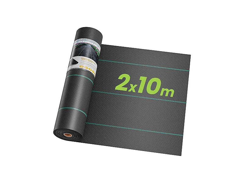 Membrane de contrôle des mauvaises herbes pour serre - toile anti mauvaises herbes 100 g/m² - indéchirable perméable à l'eau - 2x10M
