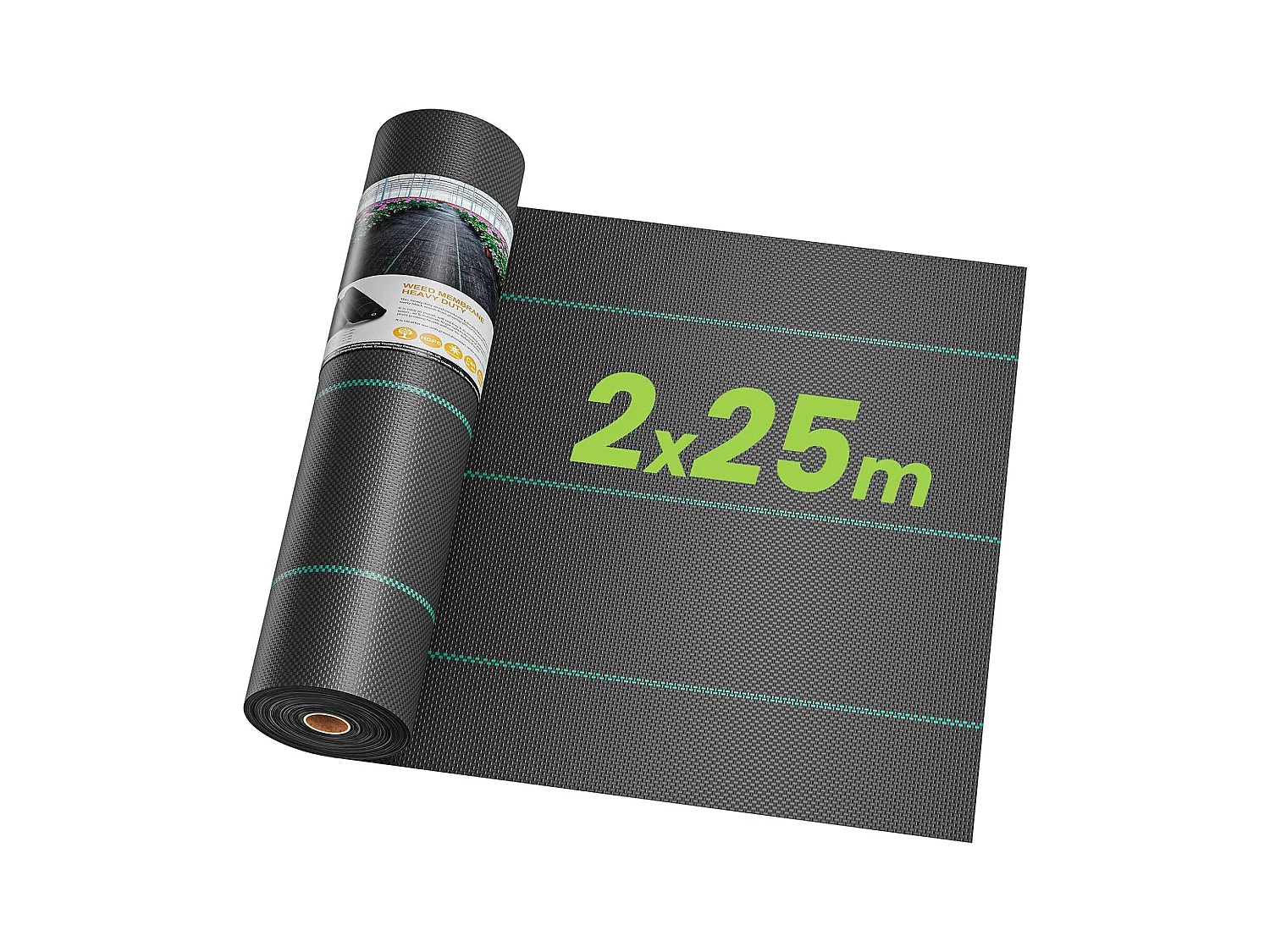 Toile de paillage pour serre, contrôle des mauvaises, désherbant, indéchirable perméable à l'eau anti UV - 2x25M