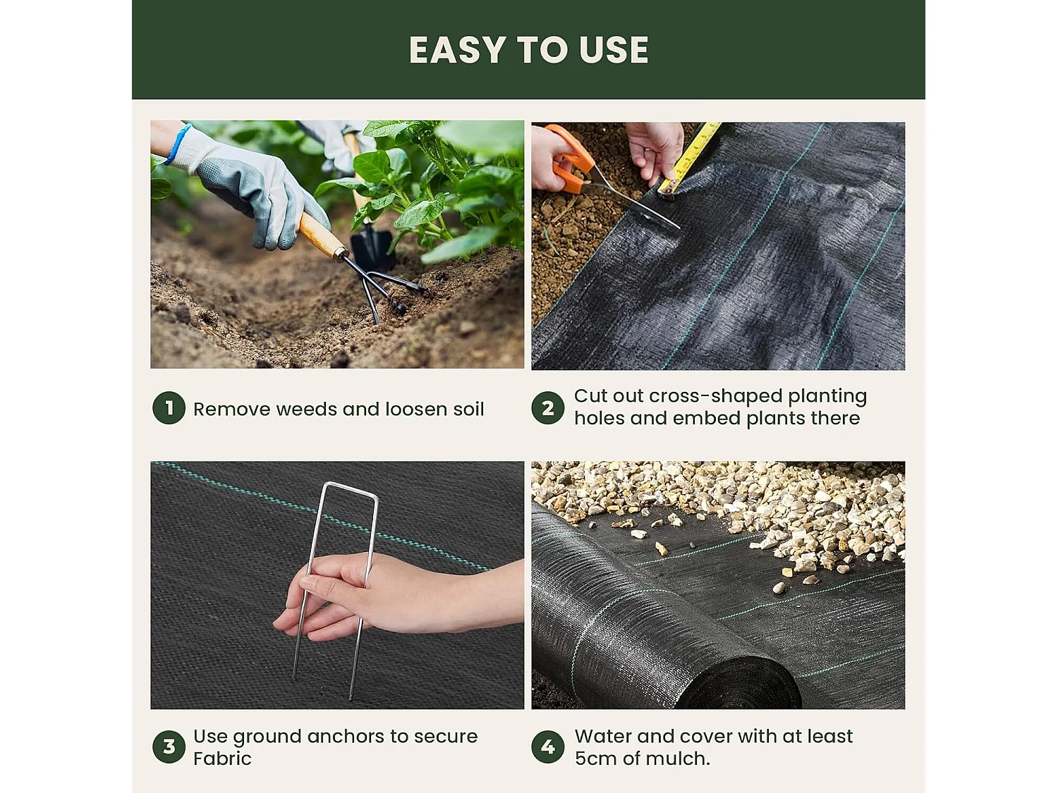 Manulching tela contro erbacce per serra, patio, giardini - tessuto permeabile con acqua anti -uv - 2x50m