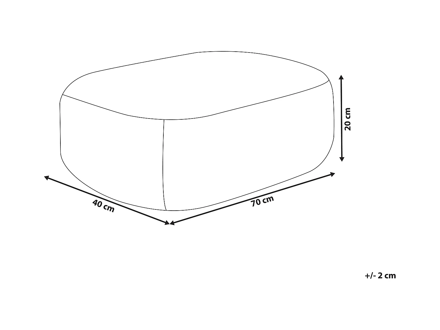 Pouf ISARDA Jute Schwarz 40 cm 70 cm 20 cm
