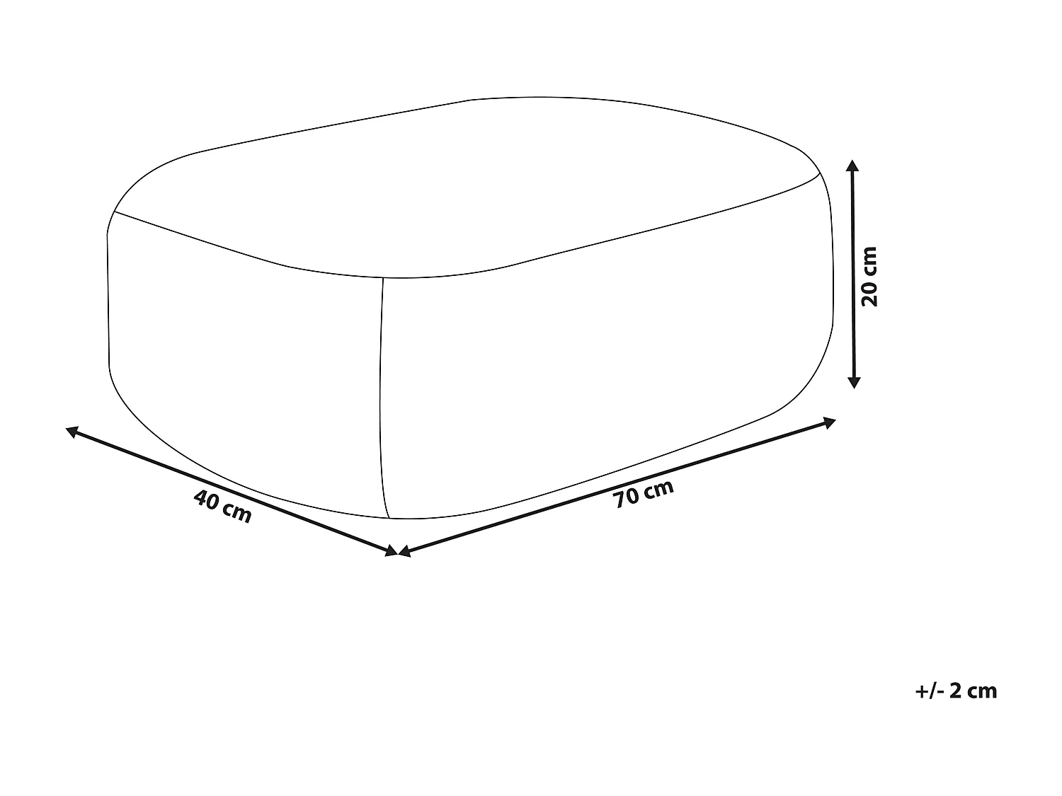 Poef ISARDA Jute Zwart 40 cm 70 cm 20 cm