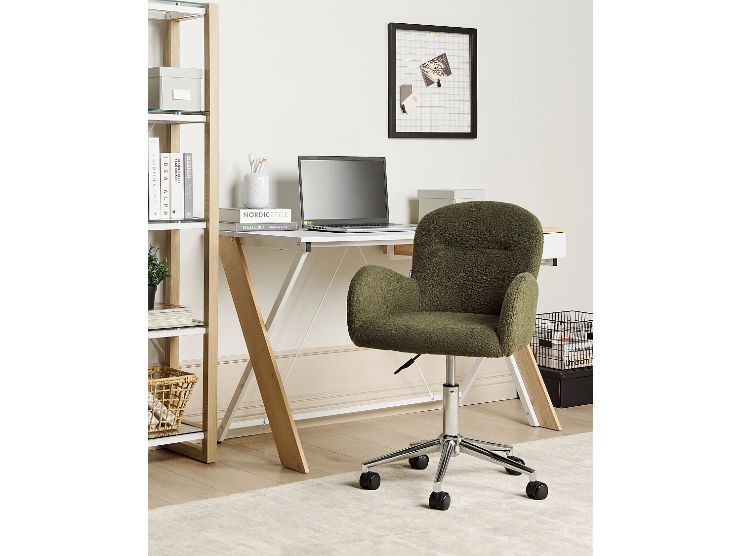 Chaise de bureau PRIDDY Bouclé Vert foncé