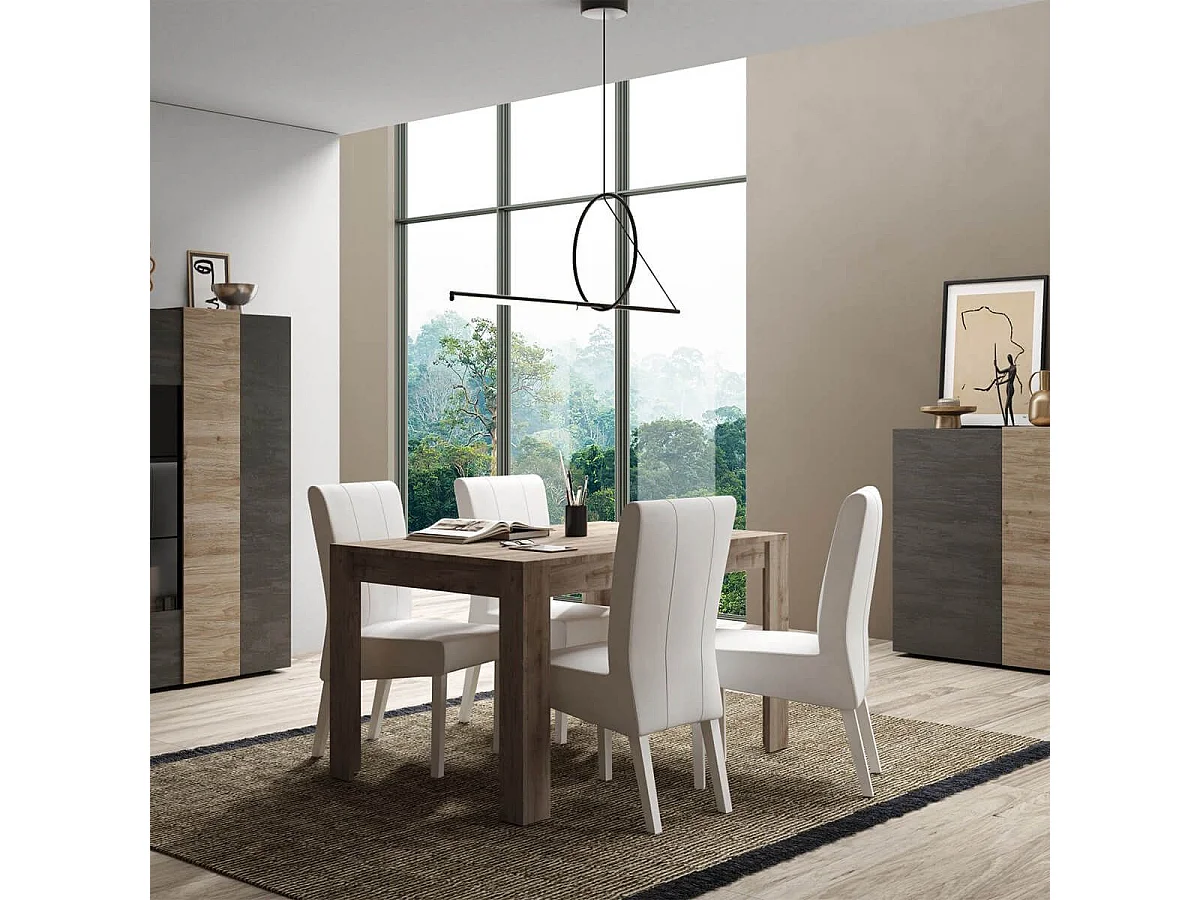 VESUVIO TITANE - Ensemble Séjour Gris Anthracite et Aspect Bois Finition Cadiz